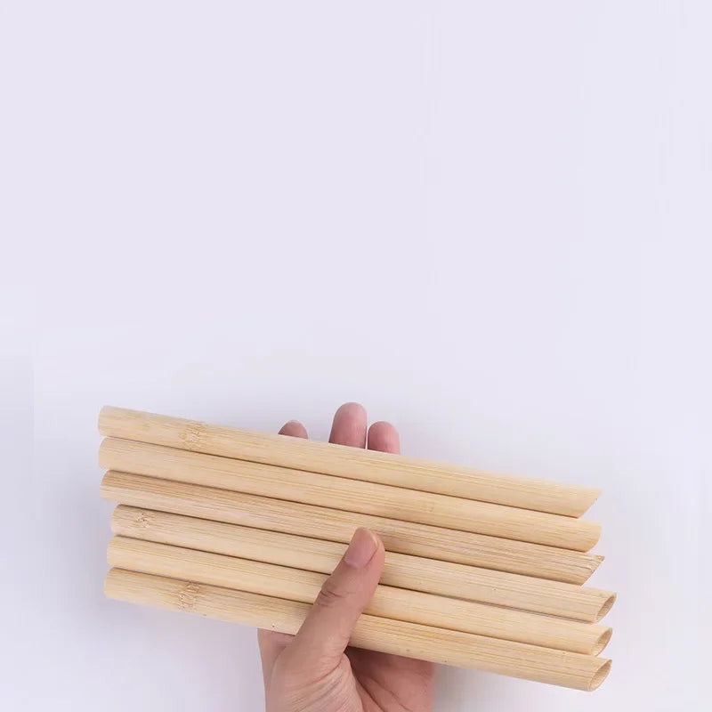 Premium Handcrafted Organic 8" Bamboo Drinking Straws - Set of 12