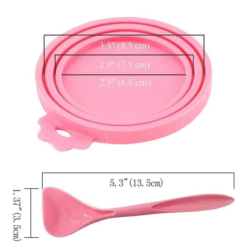 Reusable Silicone Pet Can Cover Fresh-keeping Cover with Spoon