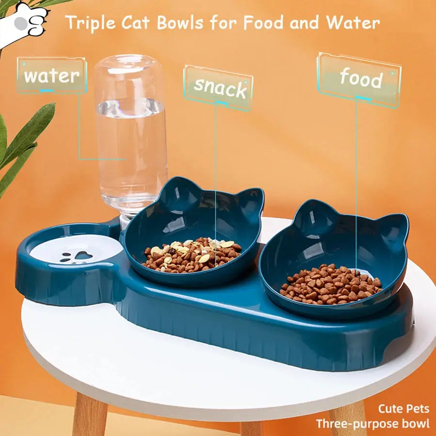 Triple Cat Bowls Pet Feeder AliExpress