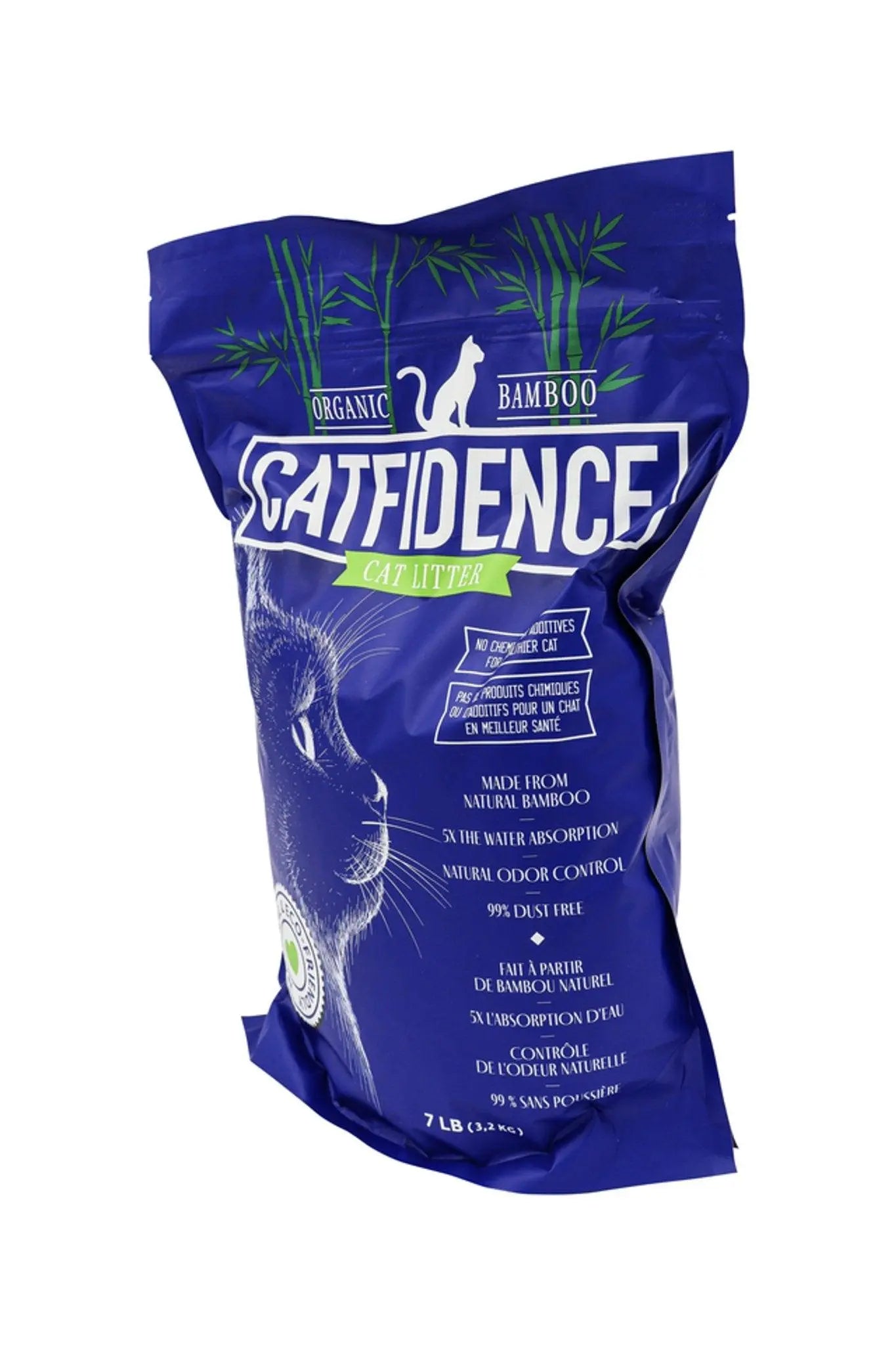Catfidence 100% Organic Bamboo Cat Litter - 7 lb Bag White Diomedes