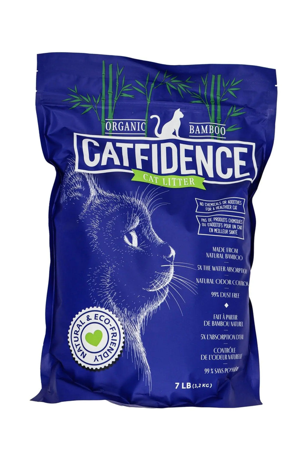 Catfidence 100% Organic Bamboo Cat Litter - 7 lb Bag White Diomedes