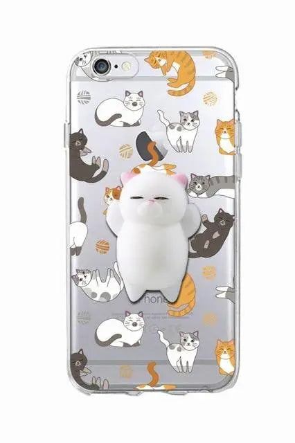 Cat Lover Phone Case with 3D Squishy Kitty Cat Paw Fuchsia Molly