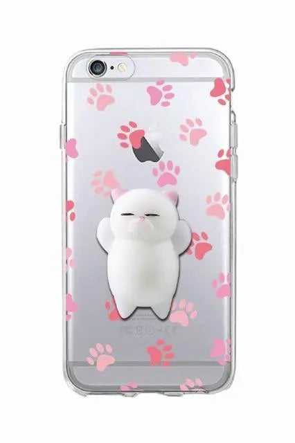 Cat Lover Phone Case with 3D Squishy Kitty Cat Paw Fuchsia Molly