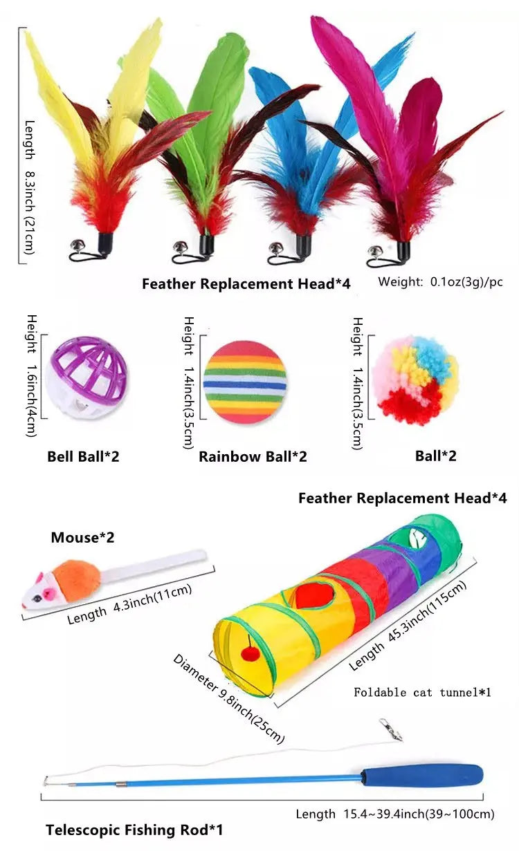 14 Pieces Assorted Cat Toys Teal Zeus