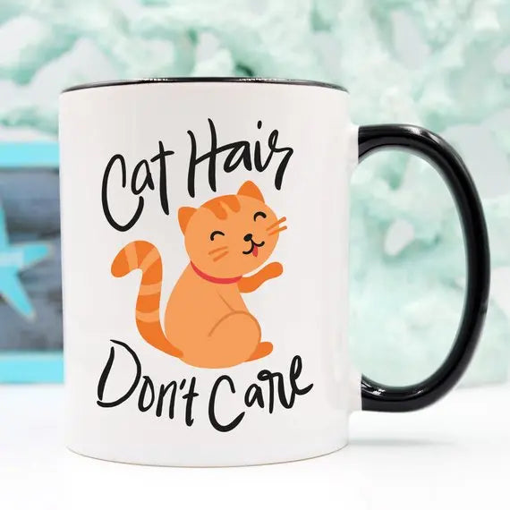 Crazy Cat Coffee Mug - Cat Hair Don't Care Magenta Shadow
