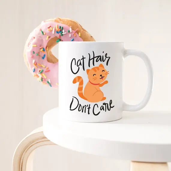 Crazy Cat Coffee Mug - Cat Hair Don't Care Magenta Shadow