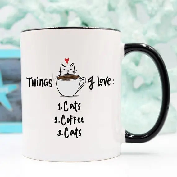 Mug with Things I Love: Cats Magenta Shadow
